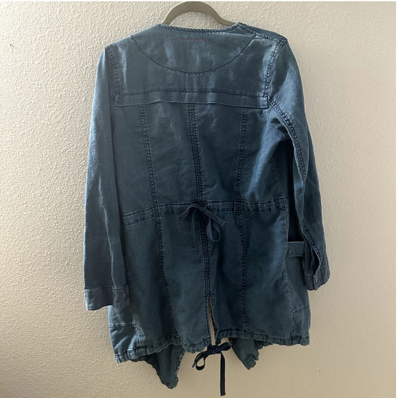 Anthropologie Hei Hei Women's Chambray Linen-Blend Open Front Jacket Size Small - Picture 5 of 11